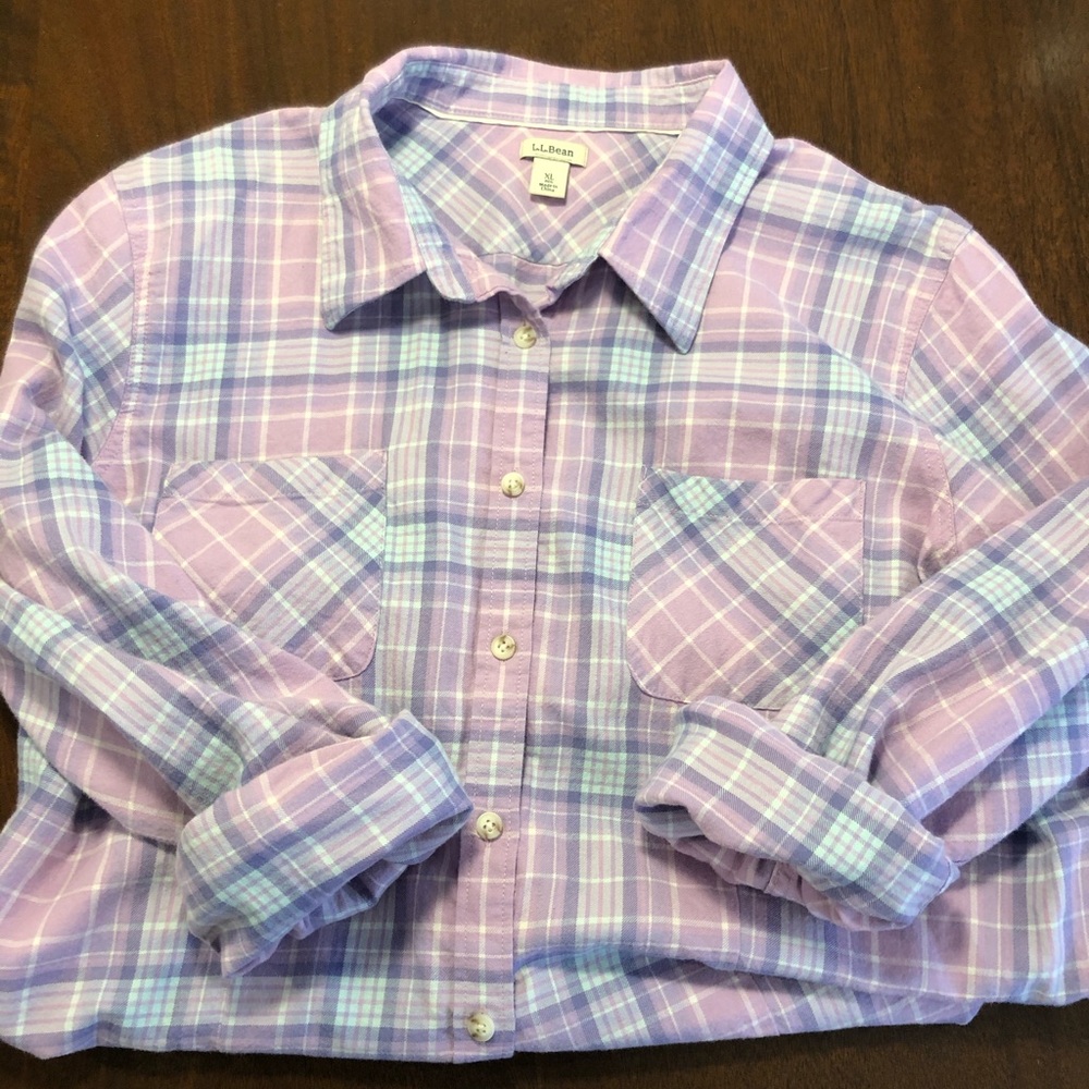 LL Bean Womens Plaid Flannel Shirt - size XL